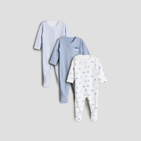 Juniors Assorted Sleepsuit with Snap Button - Pack of 3