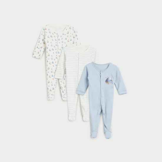 Juniors Assorted Sleepsuit with Button Closure - Set of 3