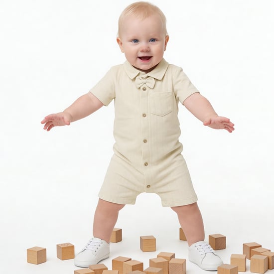 Giggles Ribbed Romper with Snap Button