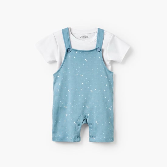 Juniors Printed Dungaree and T-shirt Set