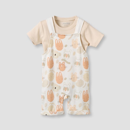 Juniors Printed Dungaree & T-shirt Set
