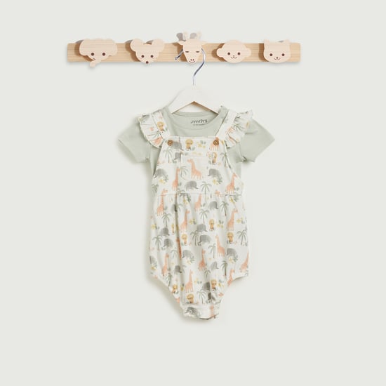 Juniors Animal Print T-shirt and Dungaree Set