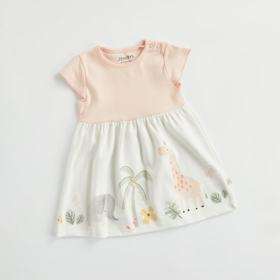 Juniors Animal Print Dress with Button Closure