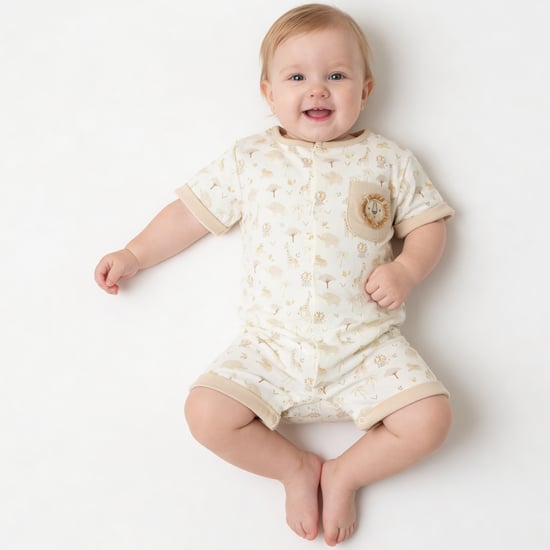 Juniors Printed Romper with Snap Button