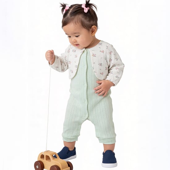 Juniors Floral Print Sleepsuit with Snap Button