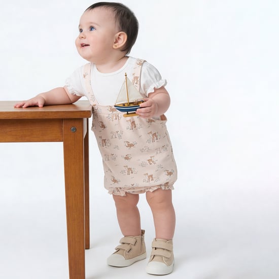 Juniors Printed Dungaree with T-shirt Set