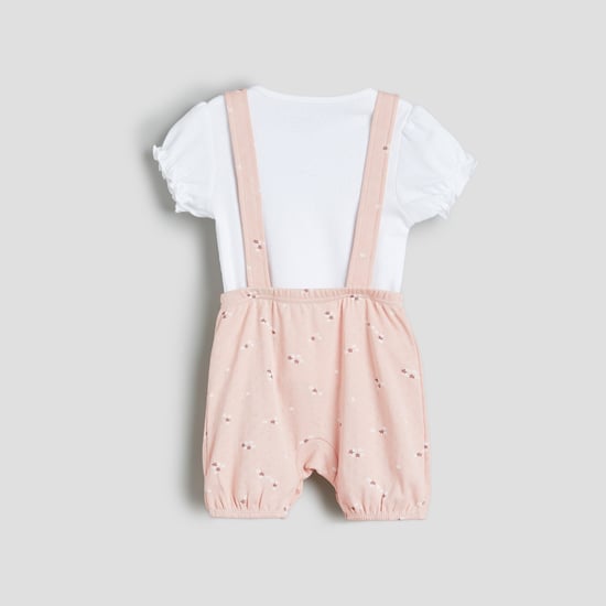 Juniors Printed Dungaree and T-shirt Set