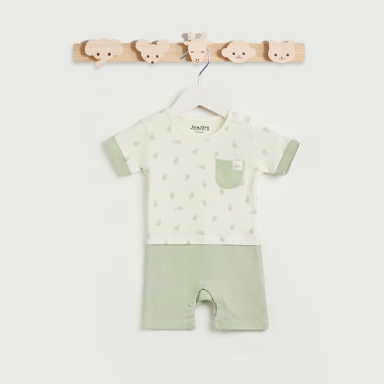 Juniors Printed Romper with Button Closure