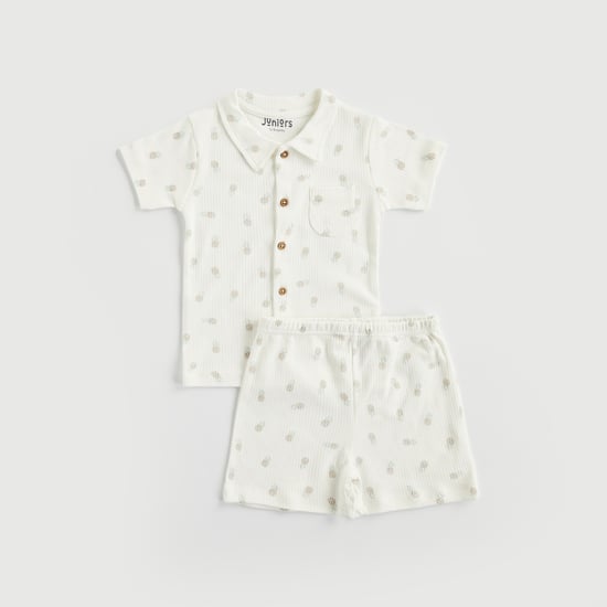 Juniors Motif Print Shirt and Shorts Set