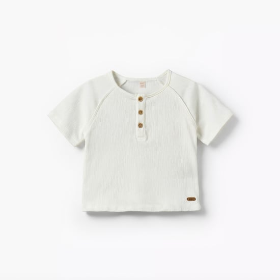 Giggles Textured Henley Neck T-shirt