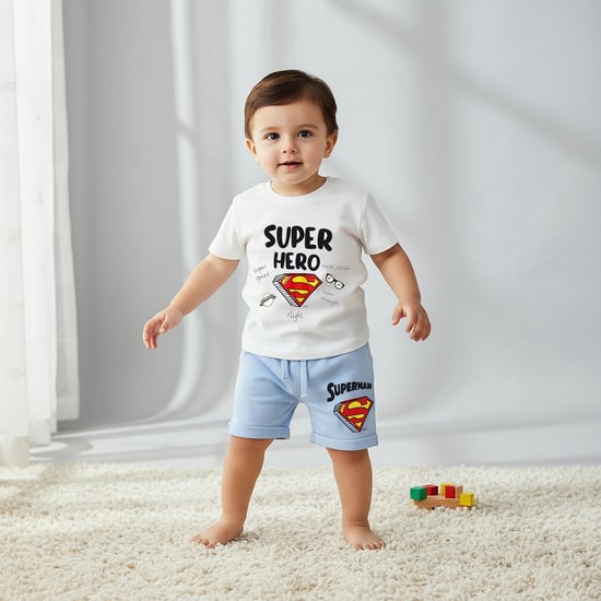 Juniors Superman Print T-shirt and Shorts Set