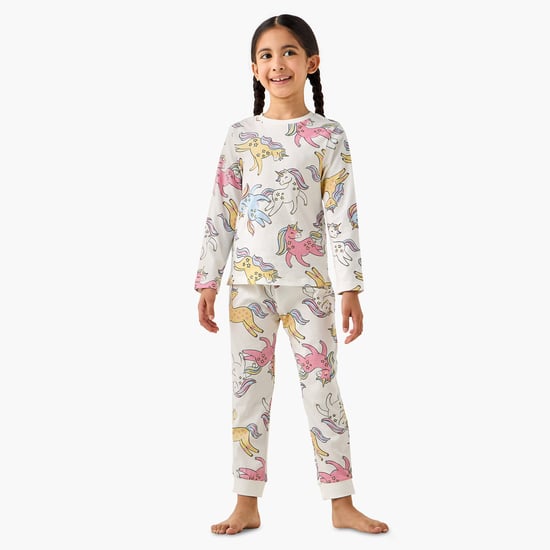 Juniors Unicorn Print T-shirt and Pyjama Set