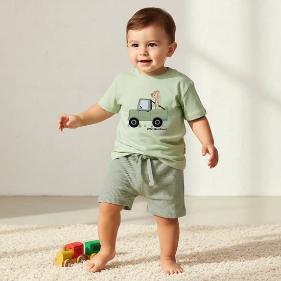 Juniors Embroidered T-shirt and Shorts Set
