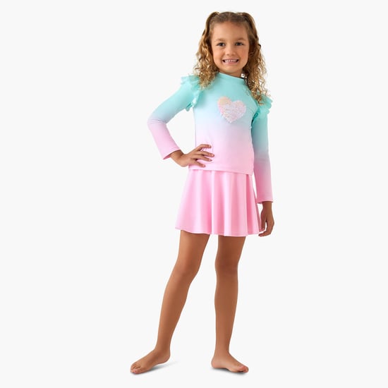 Juniors Sequin Embellished Swim Top and Skirt Set