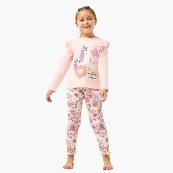 Juniors Graphic Print T-shirt & Pyjama Set