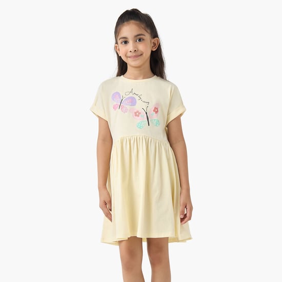 Juniors Butterfly Print A-line Dress