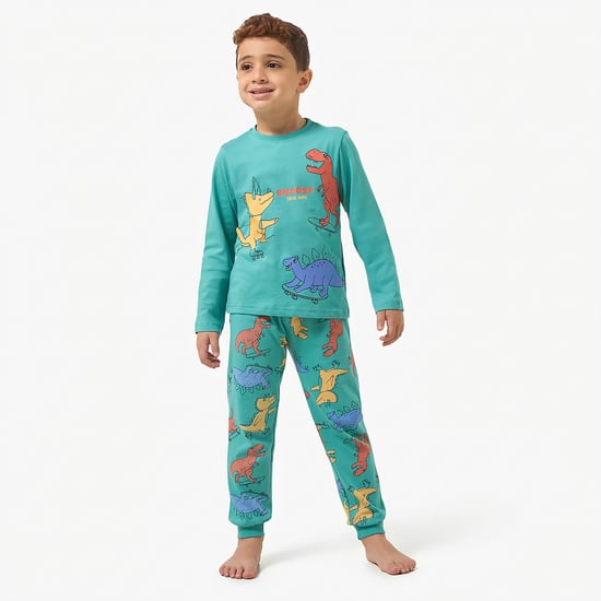 Juniors Dinosaur Print T-shirt and Joggers Set