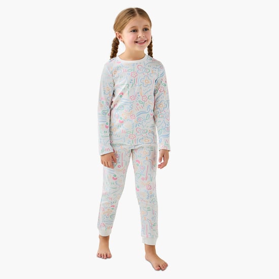 Juniors Printed T-shirt And Joggers Set