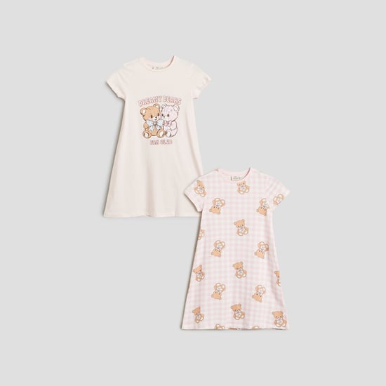 Juniors Printed Nightdress - Pack of 2