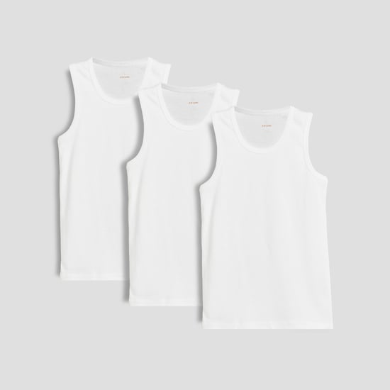 Juniors Solid Vest - Pack of 3