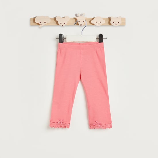 Juniors Ribbed Lace Hem Leggings