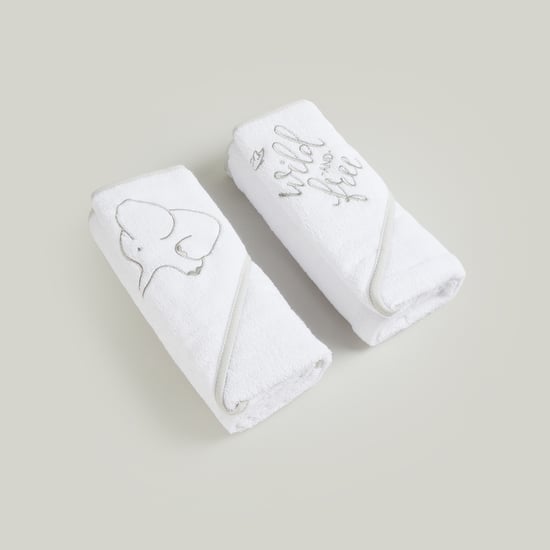 Juniors 2 Piece Embroidered Hooded Towel - 75x75 cm