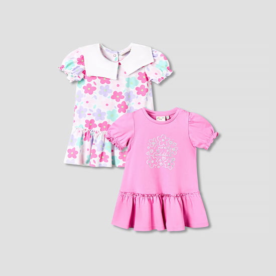 Juniors Floral Print Drop Waist Dresses - Pack of 2