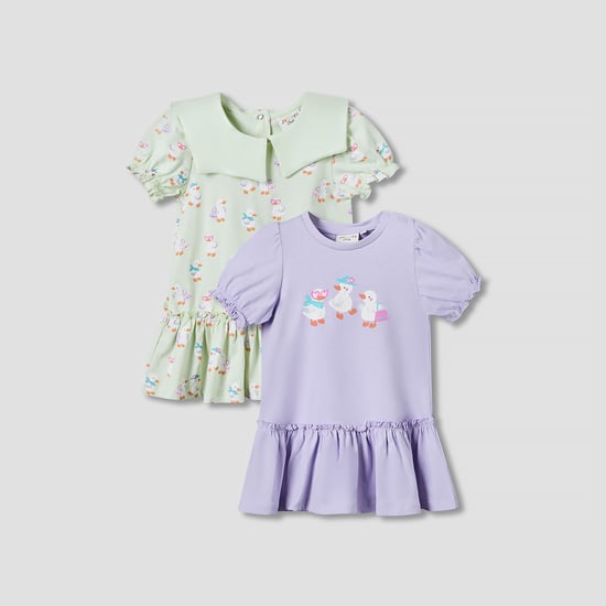 Juniors Duck Print Drop-Waist Dresses - Pack of 2