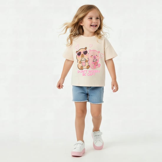 Juniors Bear Print T-shirt