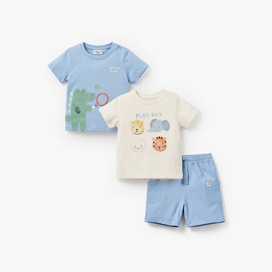 Juniors 3 Piece Applique T-shirt and Shorts Set