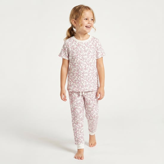 Juniors Floral Print T-shirt & Pyjama Set