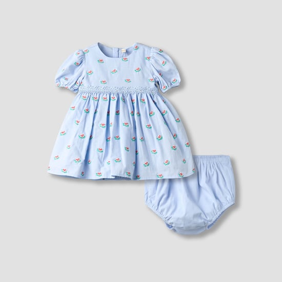 Giggles Embroidered Fit & Flare Dress with Bloomers