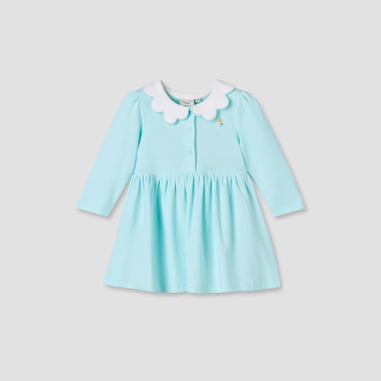 Juniors Floral Embroidered Scallop Neck Dress | Blue Juniors Floral Embroidered Scallop Neck Dress | Blue