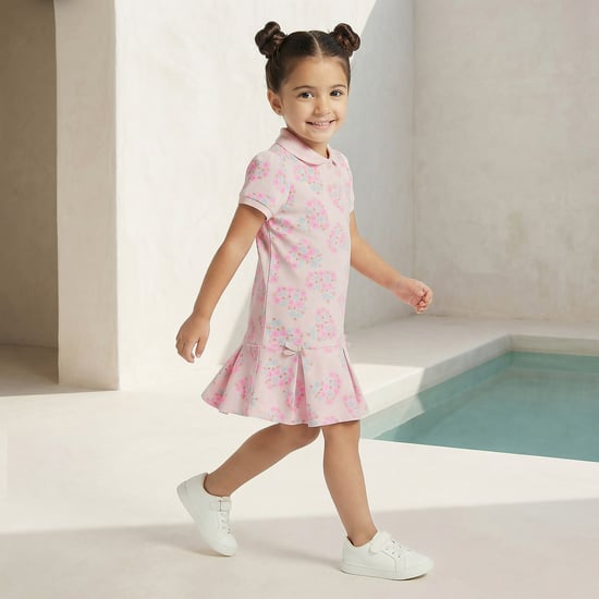Juniors Floral Print Polo Dress