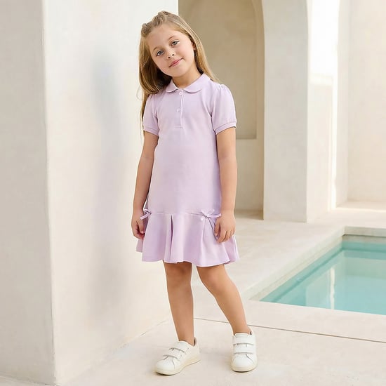 Juniors Solid Peter Pan Collar Polo Dress