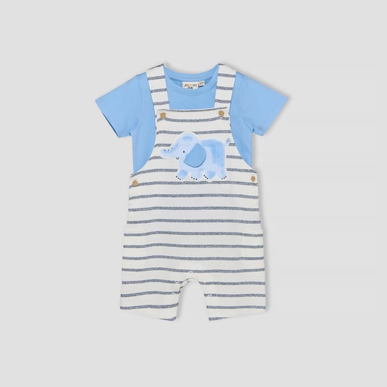 Juniors Printed Dungaree with T-shirt Set