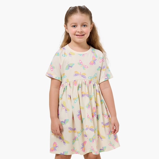 Juniors Butterfly Print A-line Dress