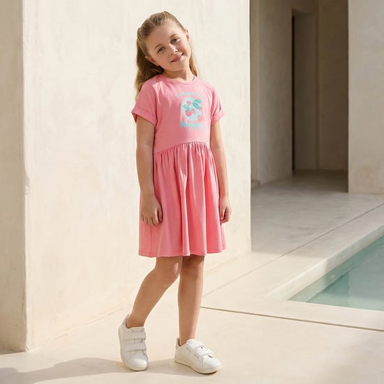 Juniors Strawberry Print A-line Dress