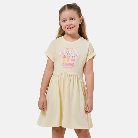 Juniors Printed A-line Dress