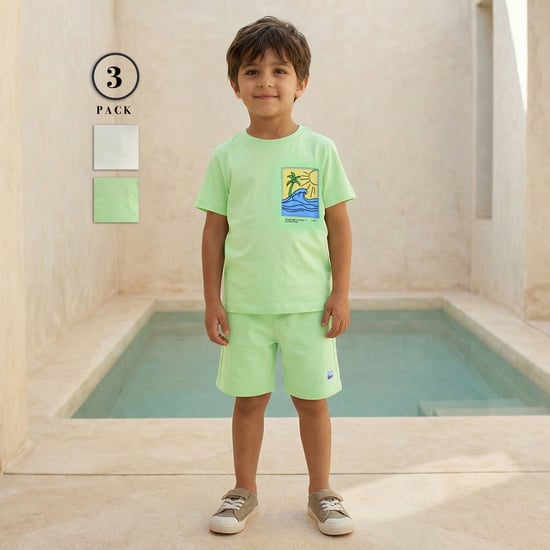 Juniors 3 Piece Printed T-shirt and Shorts Set