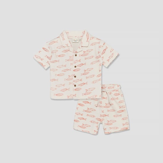 Juniors Fish Print Shirt and Shorts Set