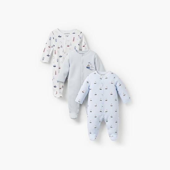 Juniors Nautical Print Sleepsuits - Pack of 3