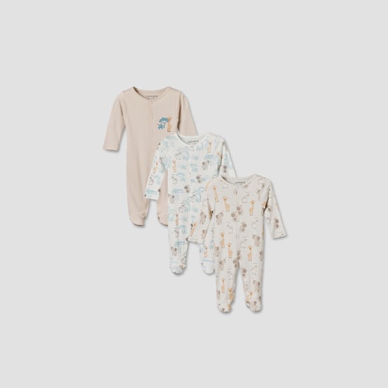 Juniors Animal Print Sleepsuits - Pack of 3