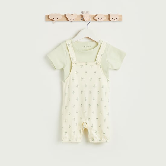 Juniors Printed Dungaree with T-shirt Set