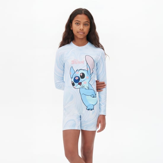 Juniors Stitch Print Swimsuit