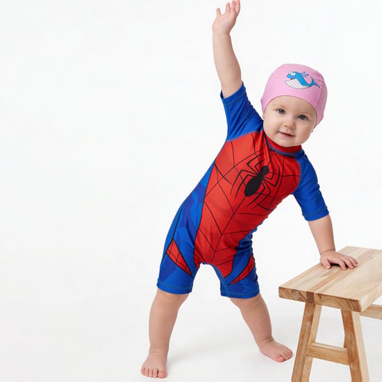 Juniors Spiderman Print Swimsuit