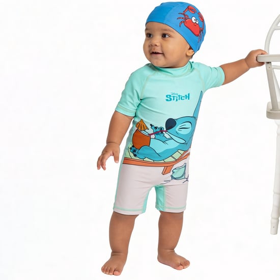 Juniors Stitch Print Swimsuit