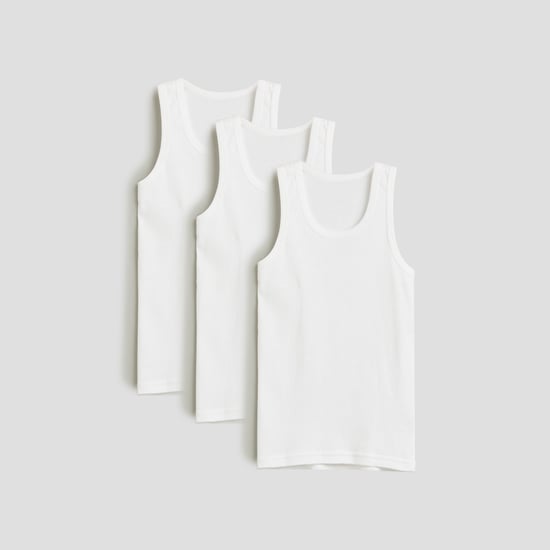 Juniors Solid Vest - Pack of 3