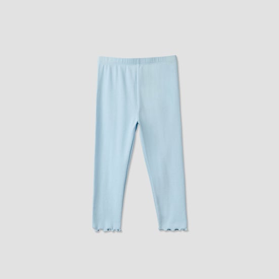 Juniors Ribbed Leggings with Lettuce Hem