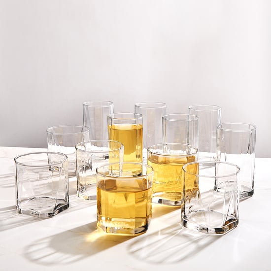 OCEAN Pyramid Set of 12 Water and Whiskey Glasses - 300ml + 330ml